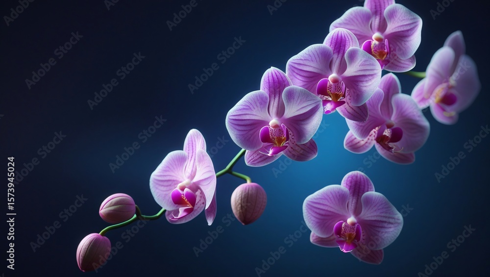 Naklejka premium Delicate pink orchid blossoms with intricate purple markings pink orchids purple orchids
