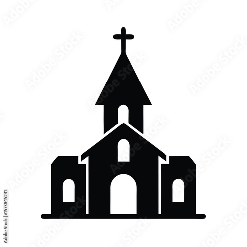 Cross and steeple church silhouette for faith based illustrations and spiritual themes