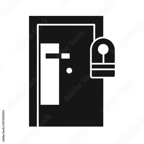 Silhouette of hotel door with keycard access for travel themed art and hotel graphics
