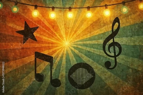 music notes on grunge background