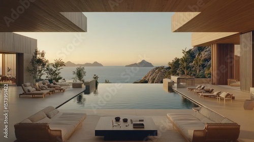 Luxury Villa Infinity Pool Sunset Aegean Sea