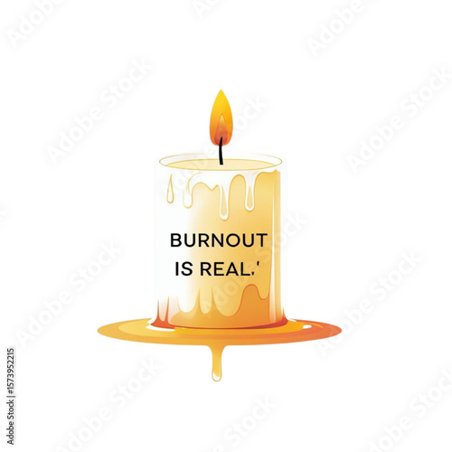 Melting candle symbolizes burnout is real stress and exhaustion concept