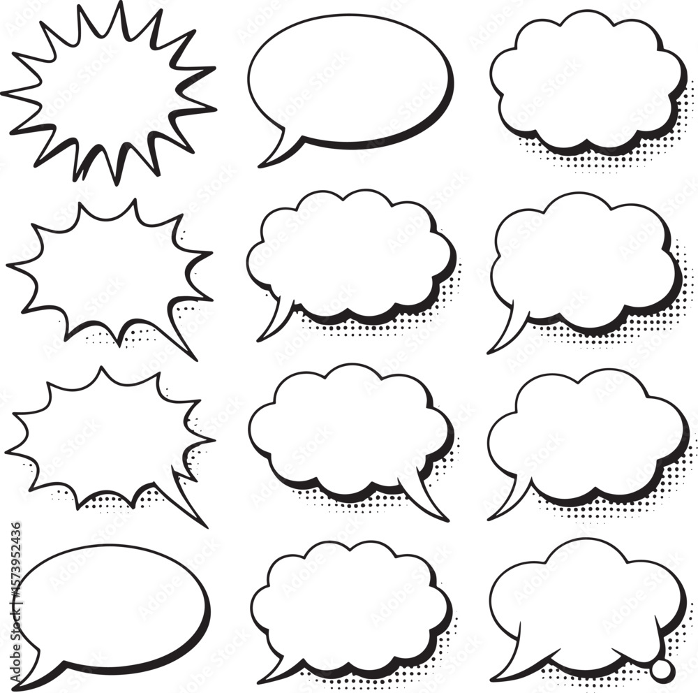 A set of comic-style speech bubbles vector illustration for chat or communication design A set of comic-style speech bubbles vector illustration for chat or communication design
