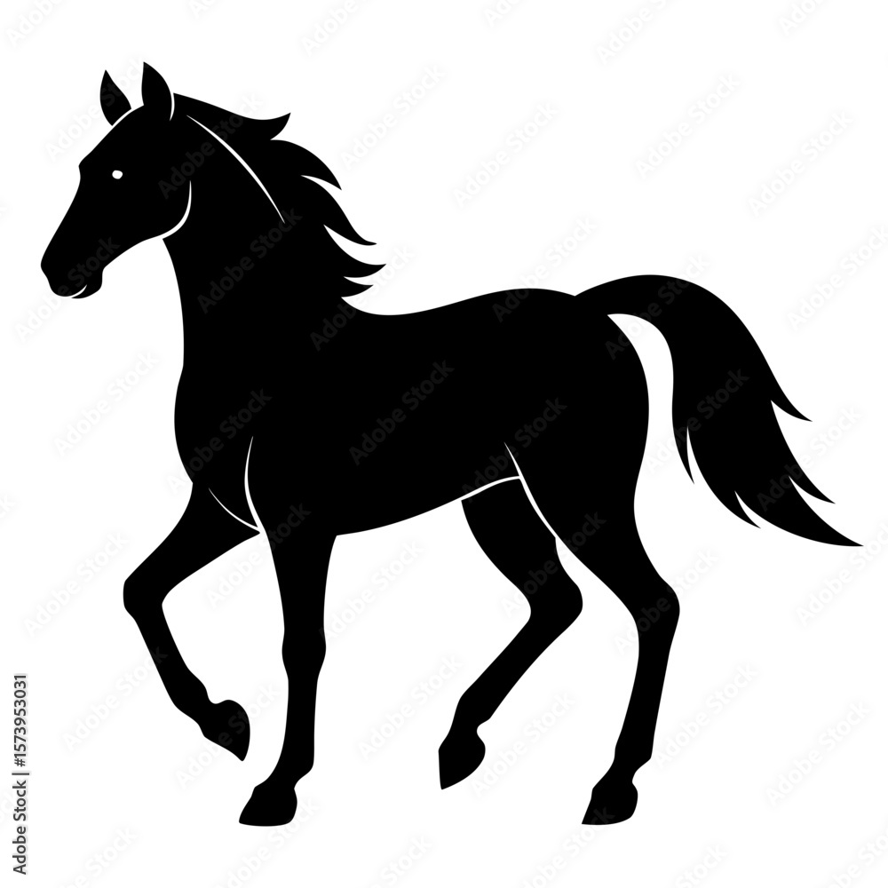 Obraz premium Horse vector black animal silhouette on white background