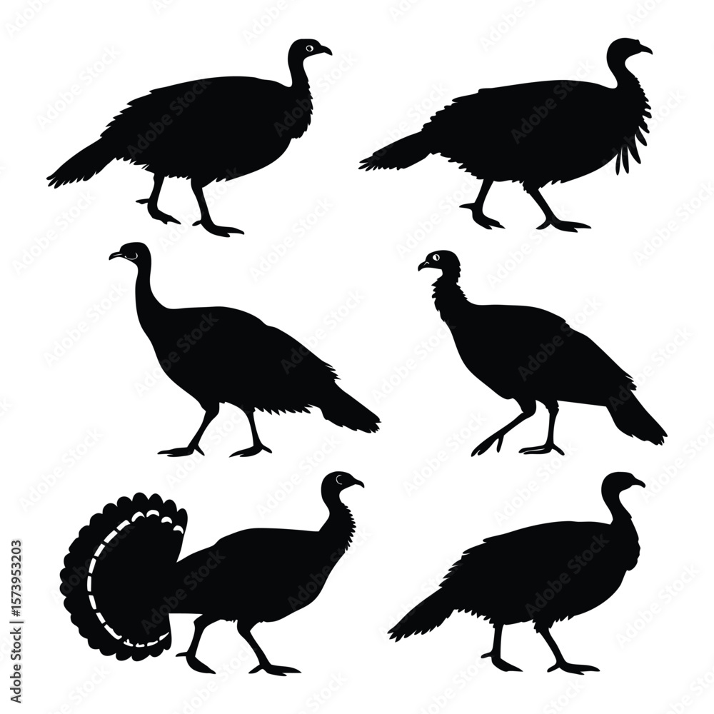 Obraz premium Collection of Black Turkey Shapes and Icons