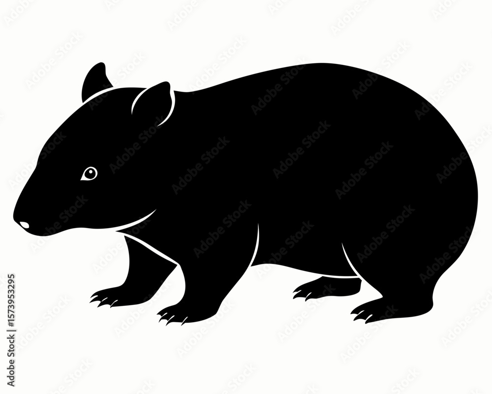 Obraz premium Wombat vector black animal silhouette on white background