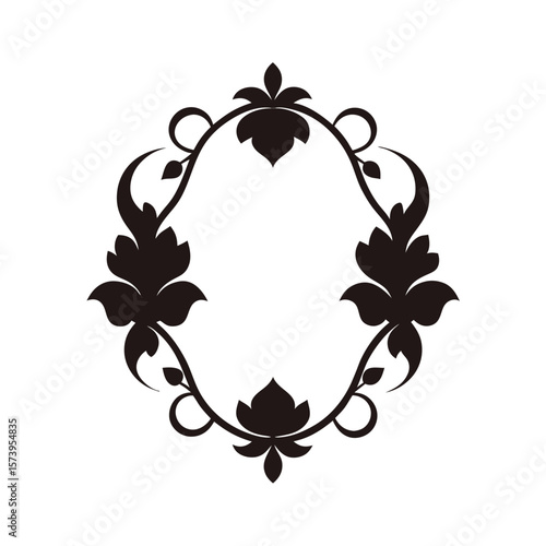 Baroque frame silhouette with decorative elements for luxurious invitation and decor art