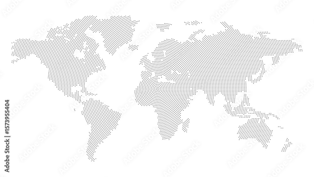 Obraz premium World map illustration featuring outlined continents in light gray over a dark background. Ideal for global, business, or educational stock applications.