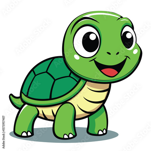 Happy green turtle smiling reptile animal