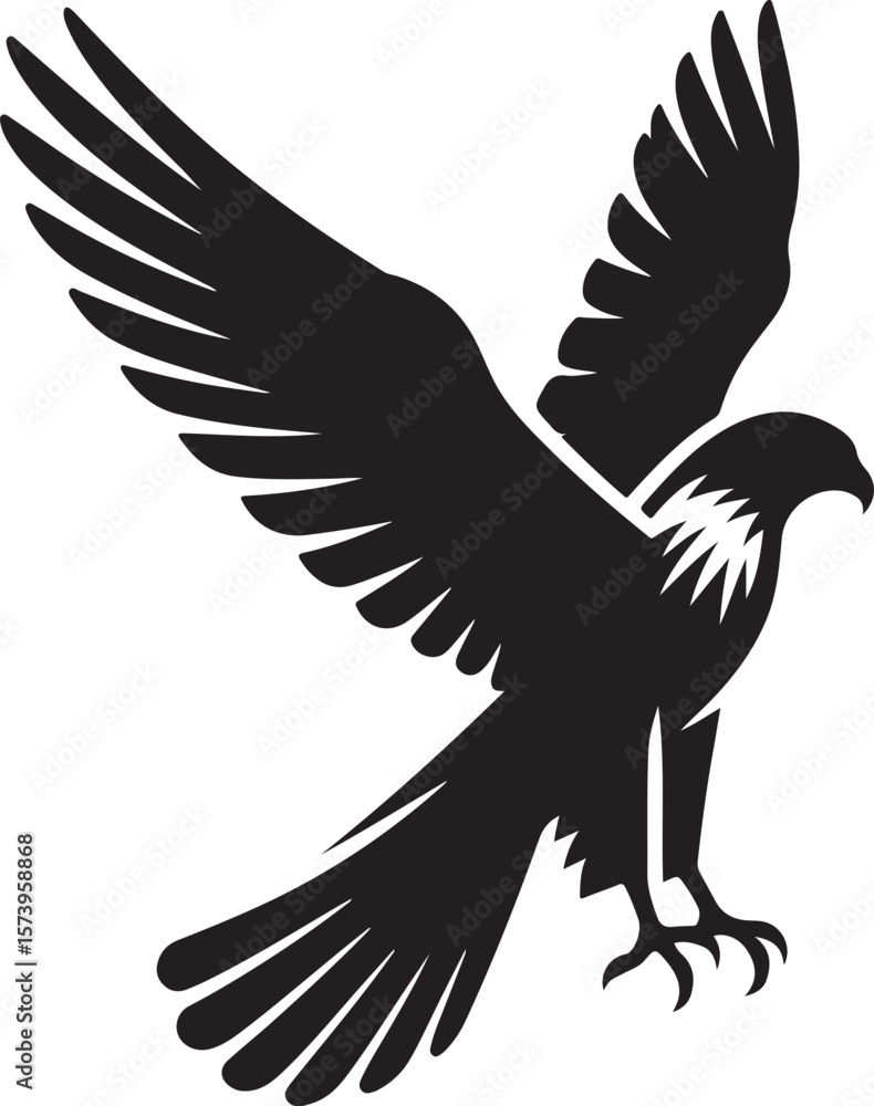 Obraz premium Minimal Black Falcon Silhouette Vector Logo Icon