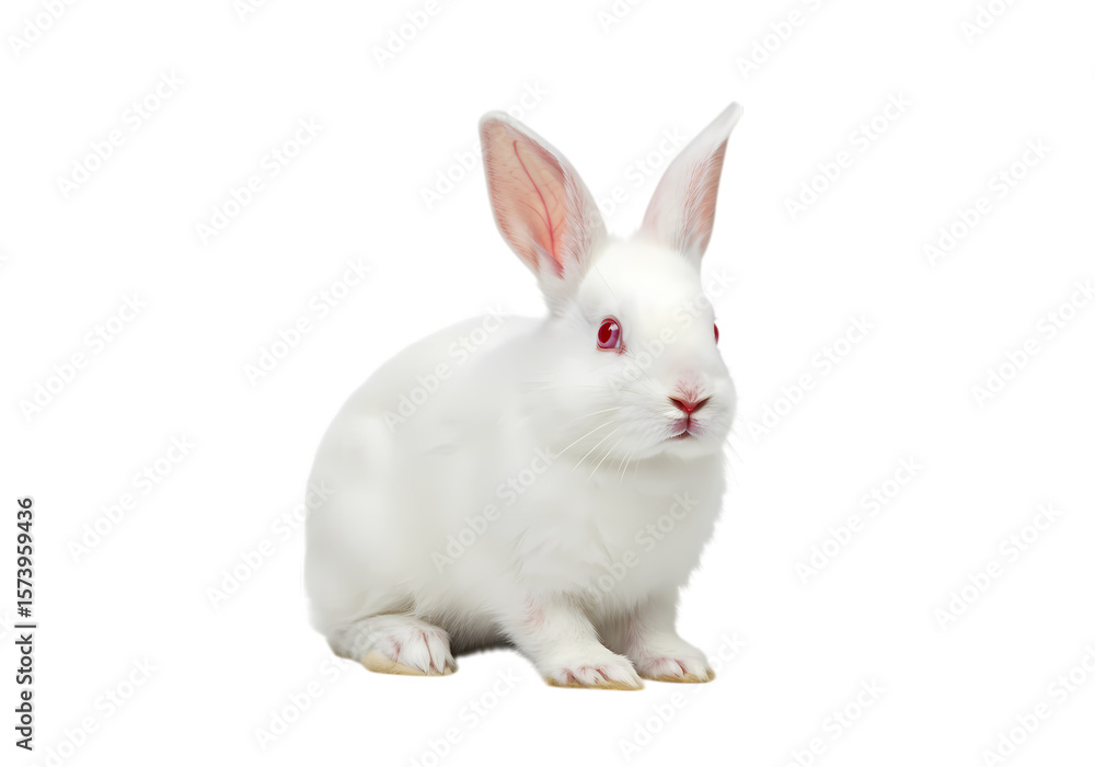 Fototapeta premium White Rabbit with Red Eyes isolated on transparent background