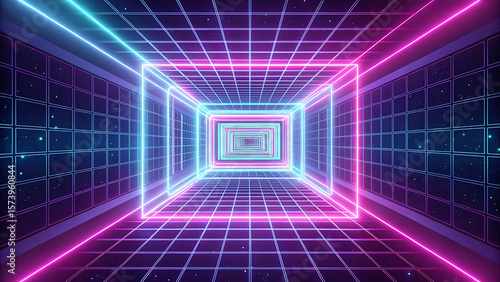 Neon Tunnel Futuristic Geometric background