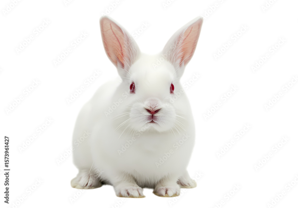 Fototapeta premium White Rabbit Portrait isolated on transparent background