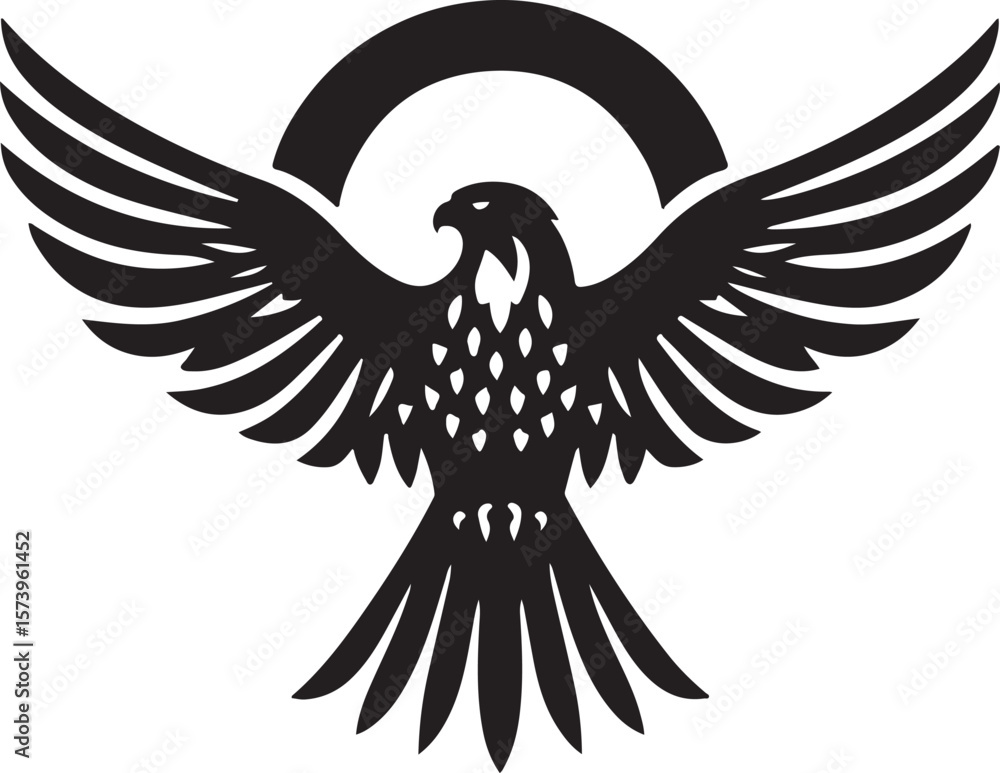 Obraz premium Minimal Black Falcon Silhouette Vector Logo Icon