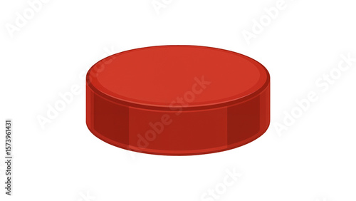 Photorealistic Red Hockey Puck on White Checkerboard Background