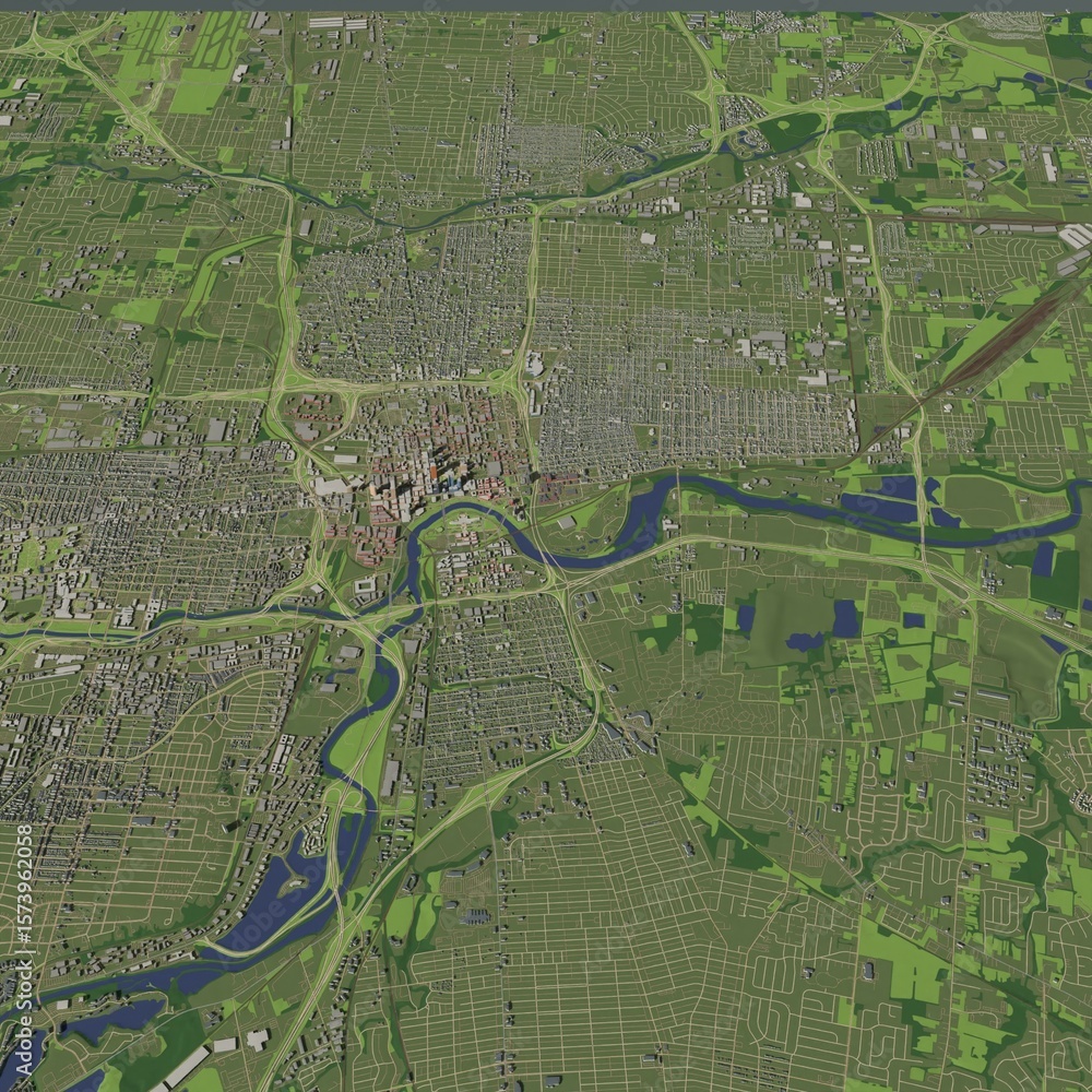 Fototapeta premium 3D illustration of city and urban in Columbus Ohio USA