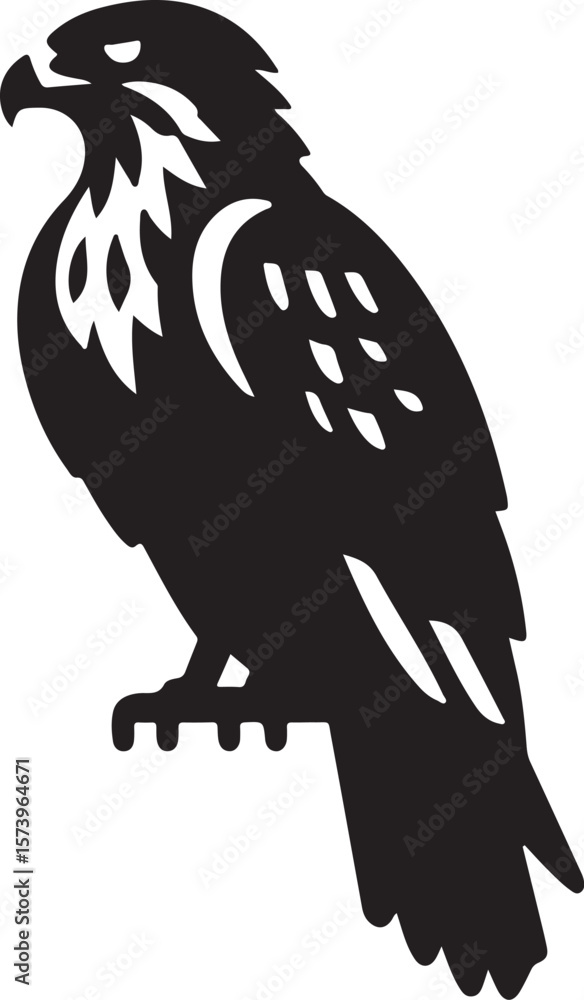 Obraz premium Minimal Black Hawk Silhouette Vector Icon