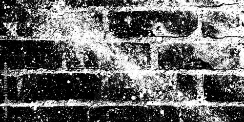 Grunge brick wall with exposed aggregate and distressed texture overlay for vintage design