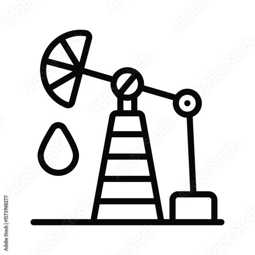 A trendy outline icon showing oil rig resource extraction