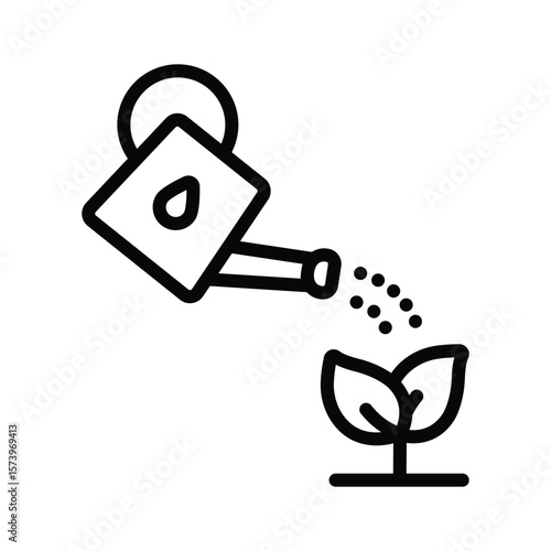 Get this outline icon of watering plant for growth