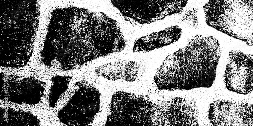 Grunge cobblestone pavement pattern with irregular stones for distressed design