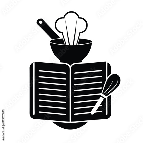 Recipe book with cooking utensils kitchen whisk