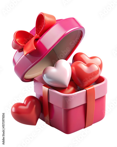 3D PNG Romantic Heart Gift Box for Valentine’s Day and Anniversaries
