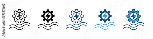 Hydropower icon set multiple style collection