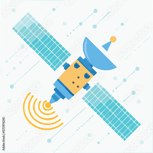 Cute satellite flat vector