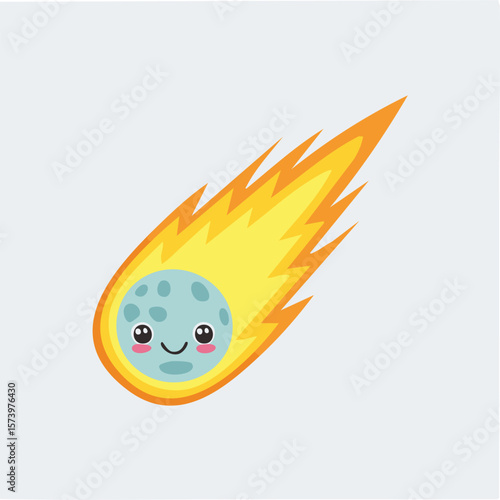 Cute meteor flat vector