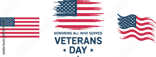 Honoring Veterans Day with proud American flag graphics and patriotic symbols for national pride