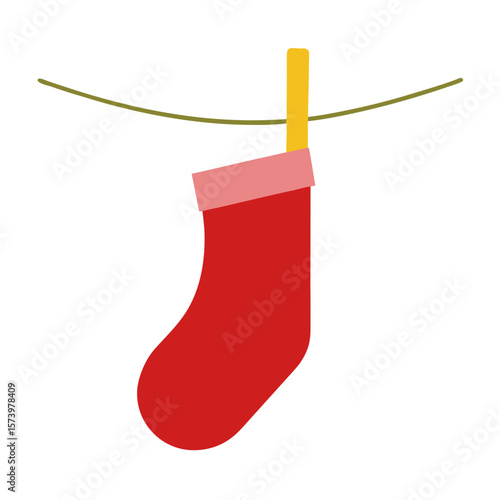 Sock Hanging on a Clothesline  Icon Fun and Festive AI Graphic Design for Digital Use