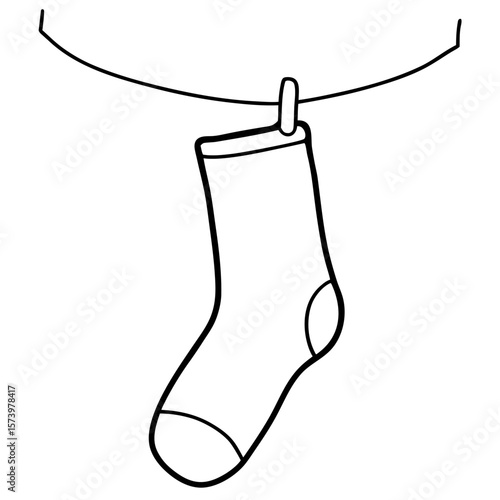 Sock Hanging on a Clothesline  Icon Fun and Festive AI Graphic Design for Digital Use