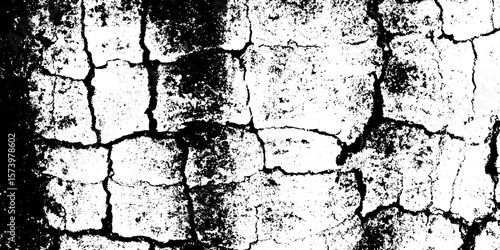 Eroded basalt column with fissure network texture for grunge design and rough overlay effects