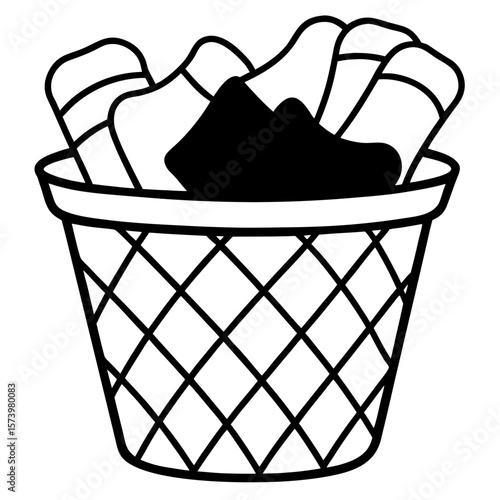  Laundry Basket with Socks  Icon Fun and Festive AI Graphic Design for Digital Use