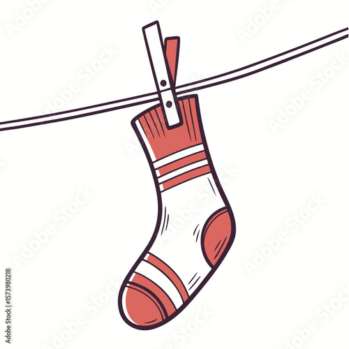 Sock Hanging on a Clothesline  Icon Fun and Festive AI Graphic Design for Digital Use