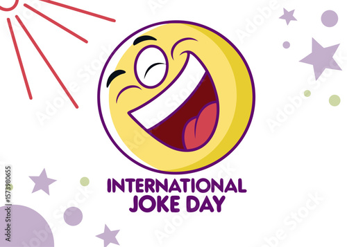 Celebrating International Joke Day with a Hilarious Emoji and Festive Background Elements in a Cartoon Style