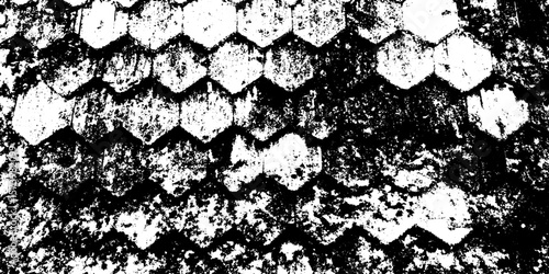 Distressed fish scale shingle roof with moss texture for rustic design overlay