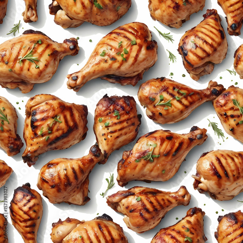 Wallpaper Mural Succulent grilled chicken wings with golden crispy skin and smoky char marks served hot and isolated on white background Torontodigital.ca