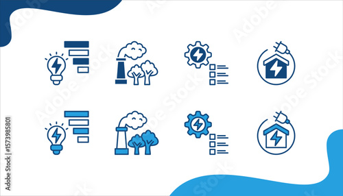 Energy Innovation banner web icon set vector illustration. concept with Energy efficiency, Carbon capture, Electrification, Energy management.