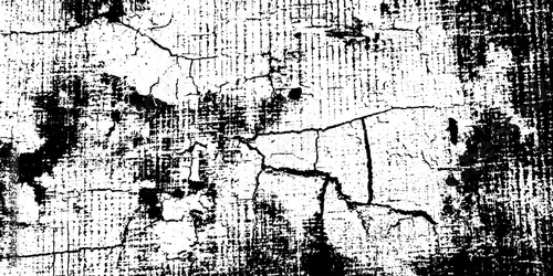 Inked woodblock crackle pattern with random fissures for distressed background design