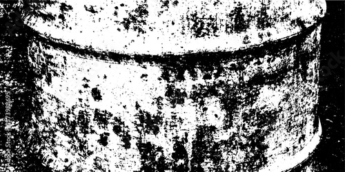 Dented metal oil drum texture with patchy corrosion effect for design and overlay
