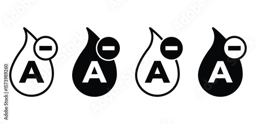 Blood Drop Icons with A Negative Symbol Black and White Color Vector Design Illustration Flat Style 