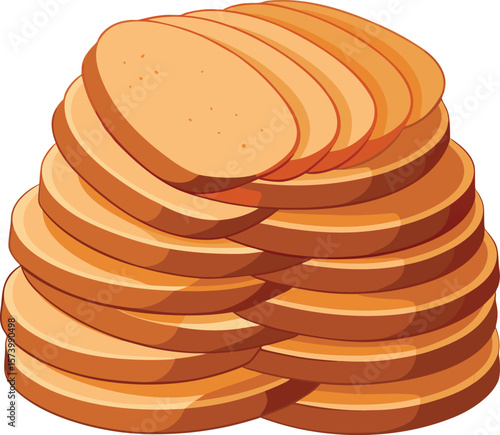 Delicious stack of isolated sliced wheat bread, a tasty snack or breakfast item
