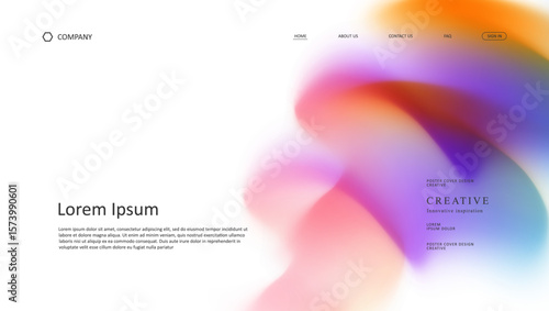 Abstract wave of landing page. fluid gradient website design	