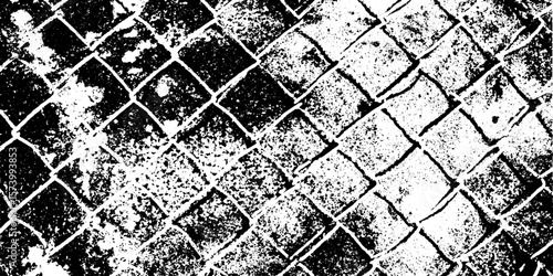 Grunge textured rusted chain link fence silhouette overlay for distressed design