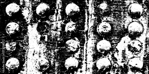 Grunge rusty boiler plate texture with overlapping rivets for distressed design overlay