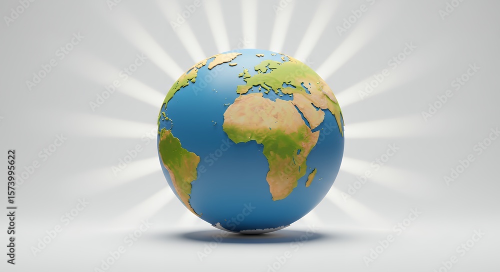 Naklejka premium Earth globe with radiant light