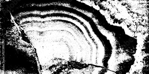 Grungy split open geode interior with crystalline patterns for artistic design and background