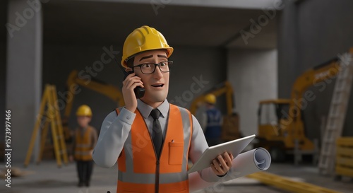 construction worker in warehouse